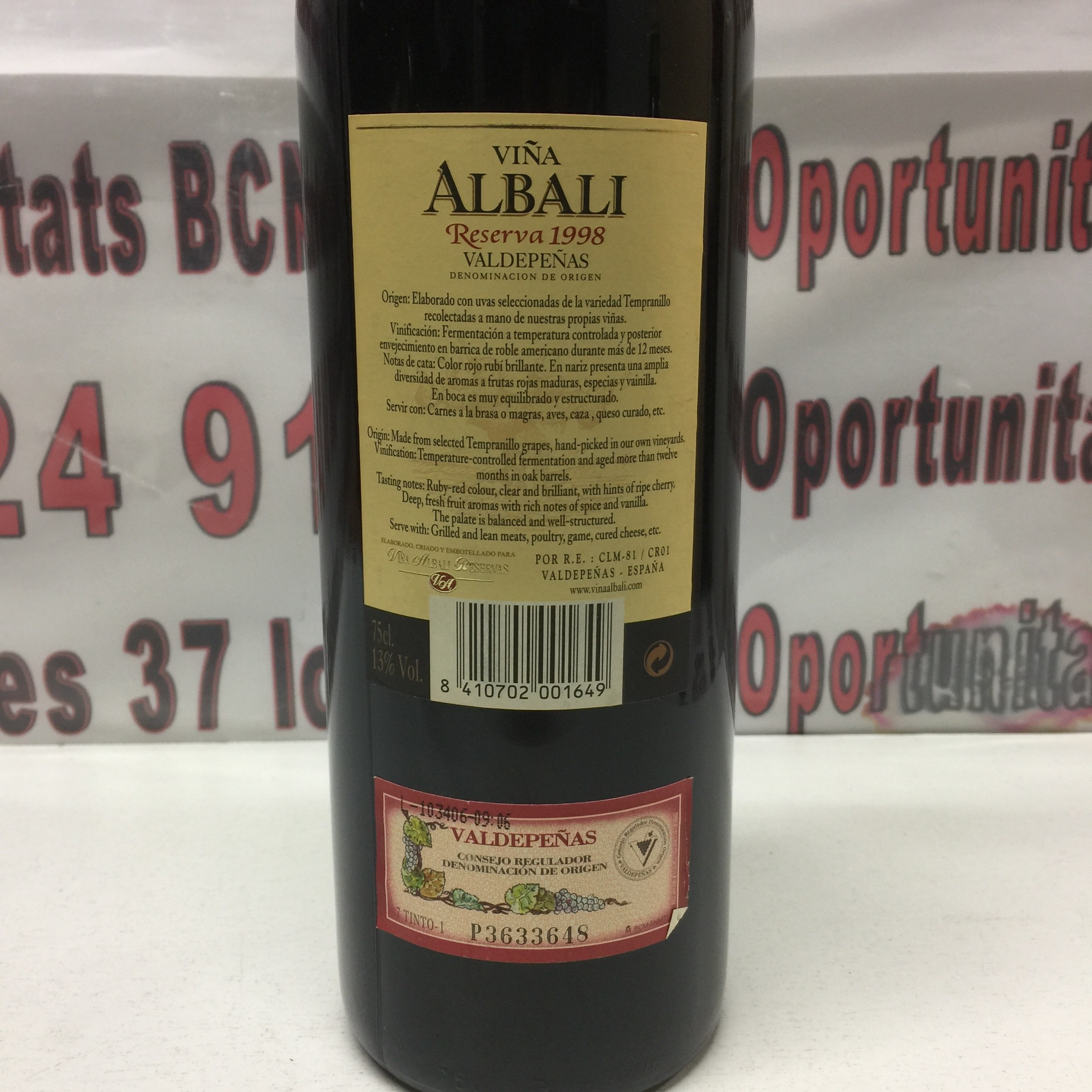 4 Viña Albali Reserva 1998 75cl - tinto Valdepeñas