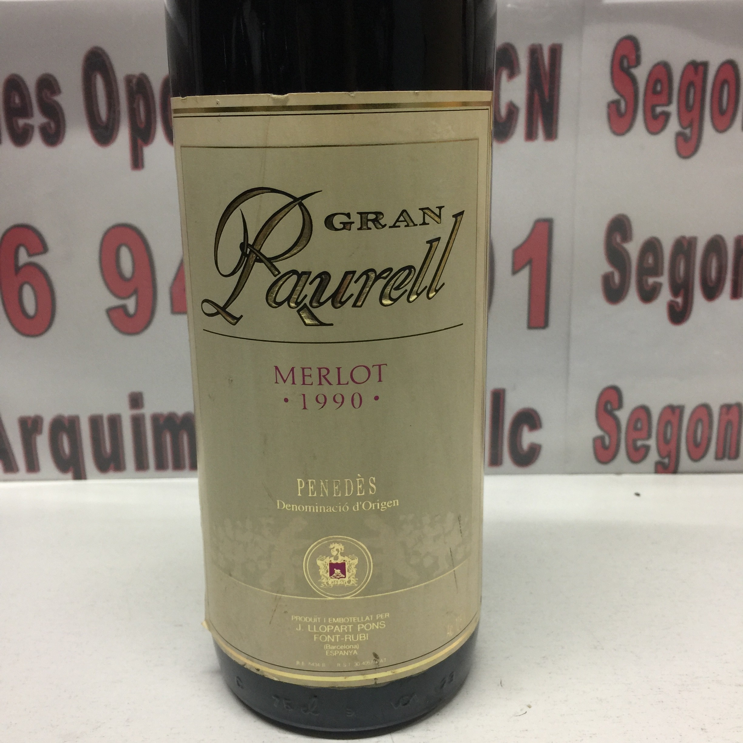 2 Gran Raurell Merlot 1990 penedes 75cl