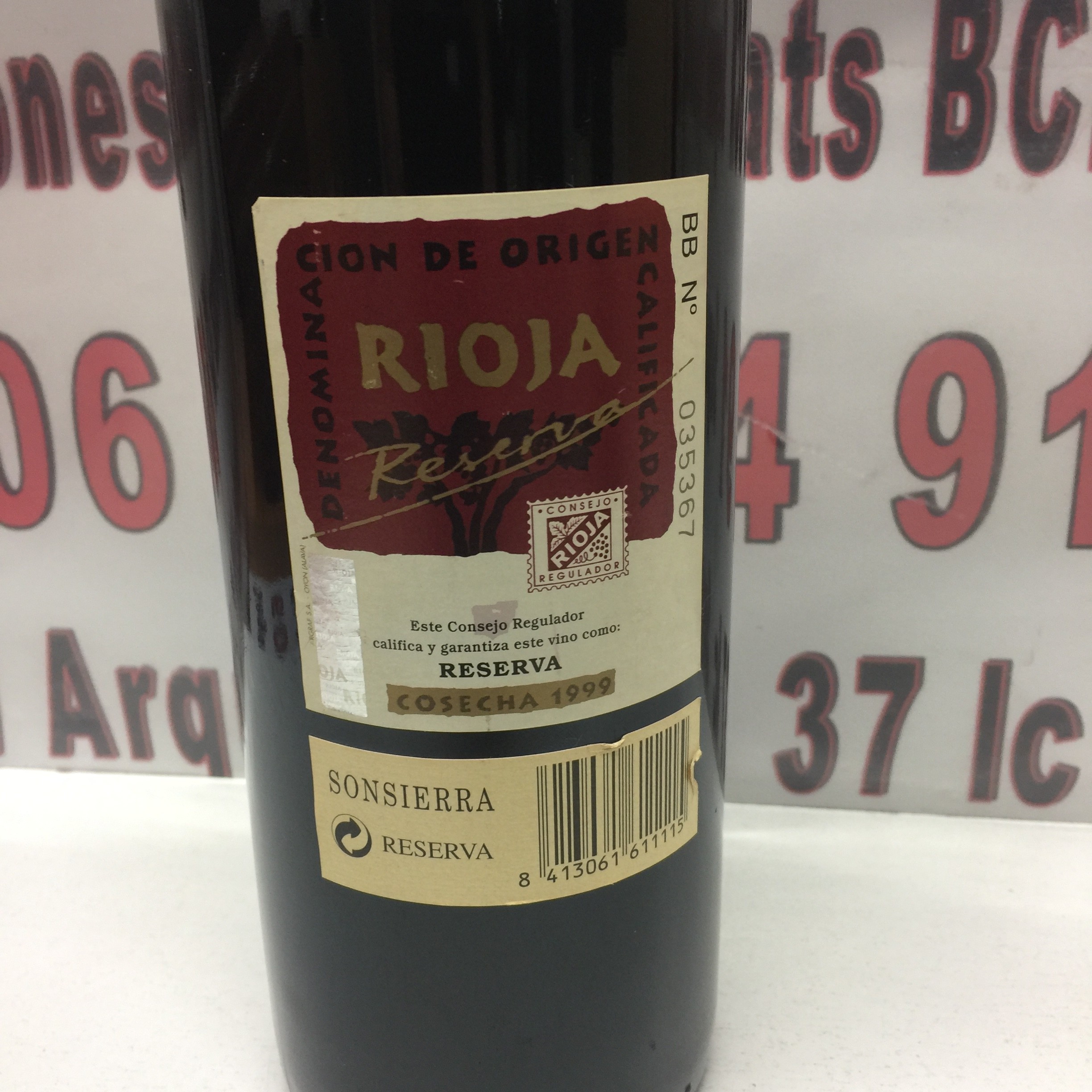 4 Sonsierra reserva tempranillo 1999 rioja 75cl