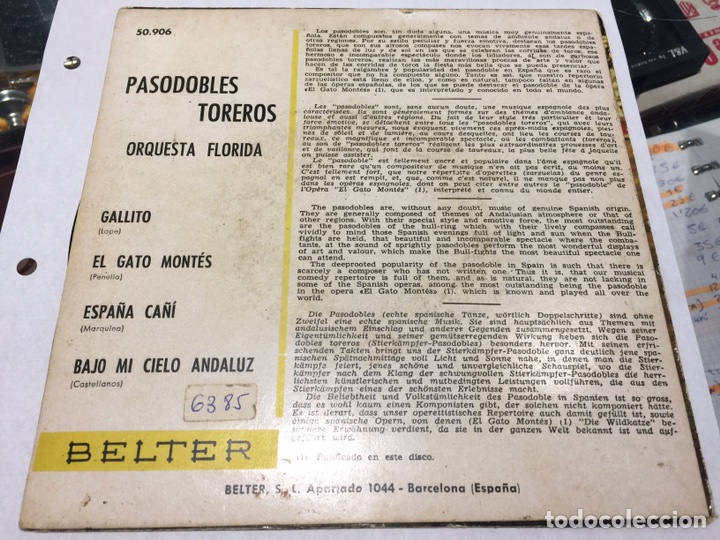 2 PASODOBLES TOREROS , ORQUESTA FLORIDA DE BELTER