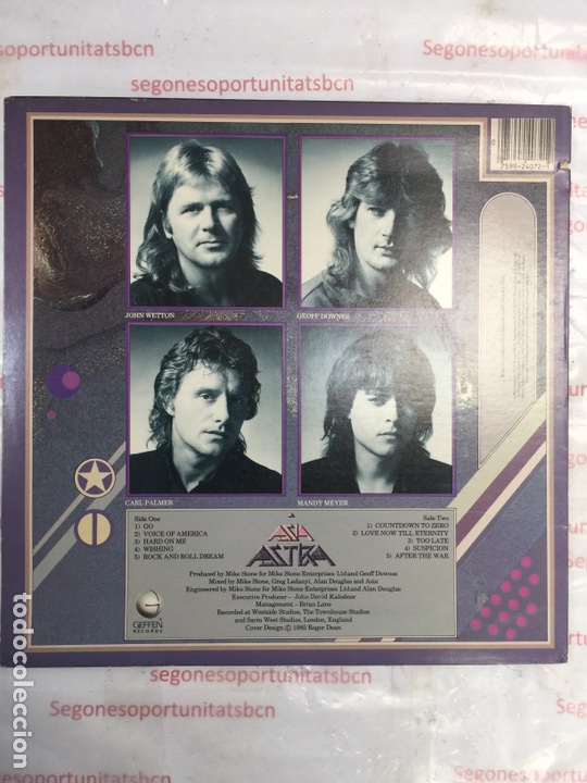 2 DISCO VINILO ASIA ASTRA DEL SELLO GEFFEN RECORDS DEL AÑO 1985