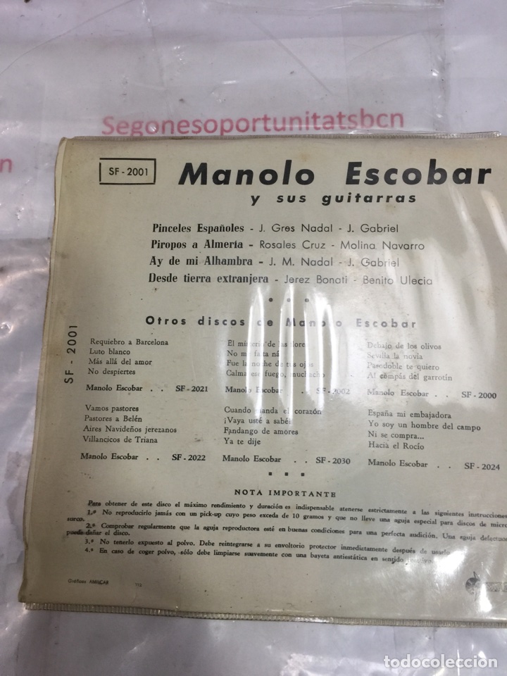 2 DISCO VINILO MANOLO ESCOBAR.