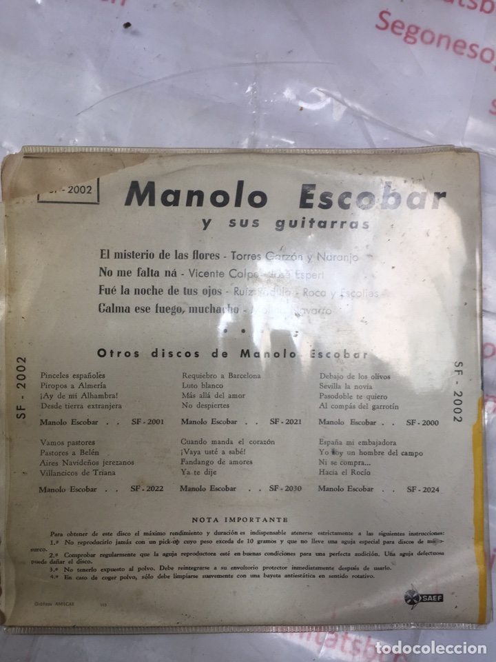 2 DISCO VINILO MANOLO ESCOBAR Y SUS GUITARRAS