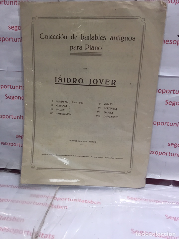 1 REVISTA ANTIGUA - ISIDRO JOVER - COLECCIÓN DE BAILABLES PARA PIANO