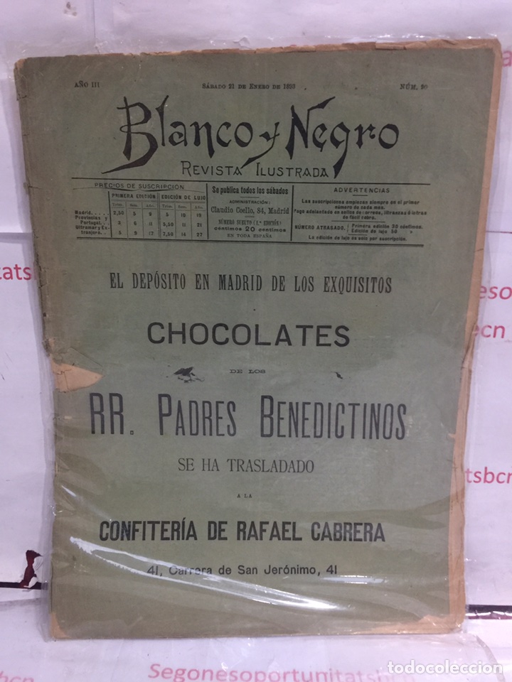 1 REVISTA ANTIGUA - BLANCO Y NEGRO - NÚMERO 90 - SÁBADO 21 DE ENERO DE 1893