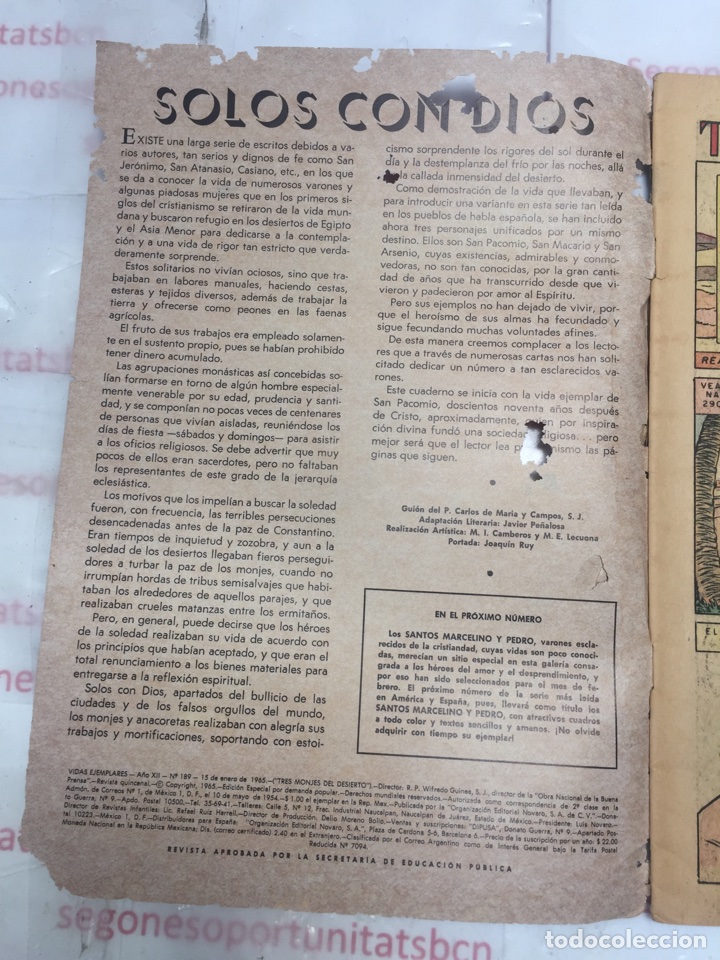 2 VIDAS EJEMPLARES TRES MONJES DEL DESIERTO NÚMERO 189 AÑO 1965