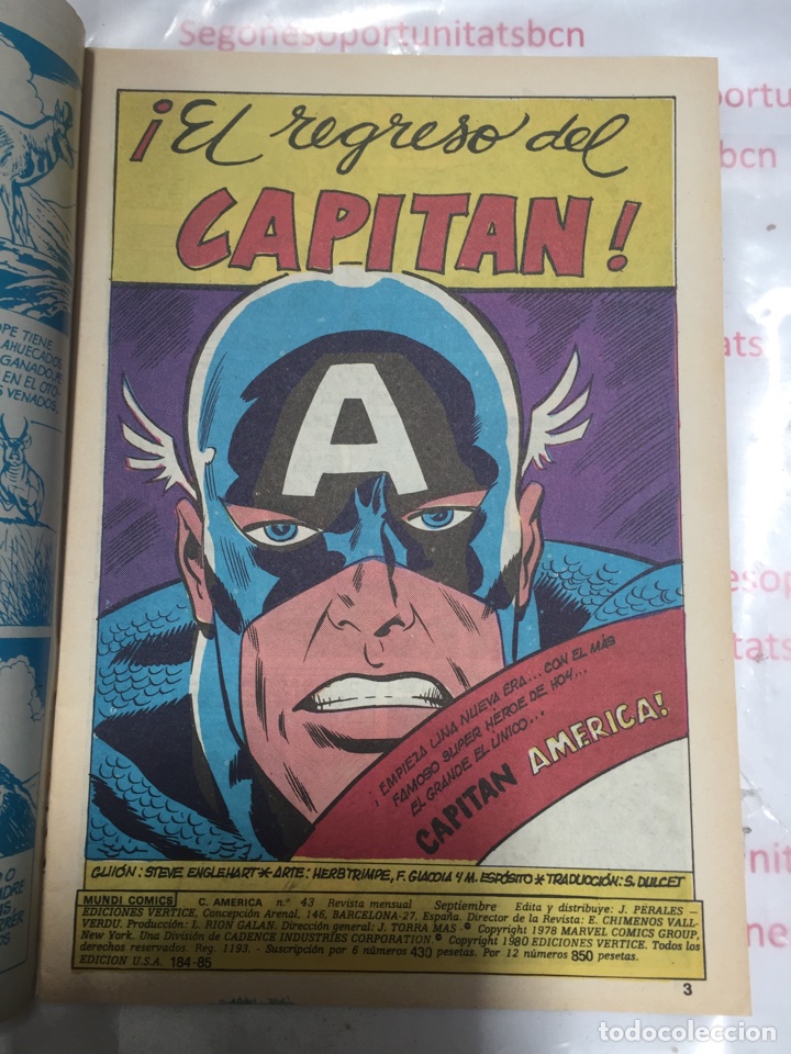 2 CAPITAN AMERICA NÚMERO 43 EDICIONES VERTICE