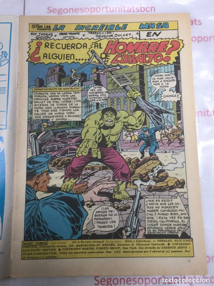 2 LA MASA , EL INCREIBLE HULK NÚMERO 36 VERTICE VOLUMEN 3