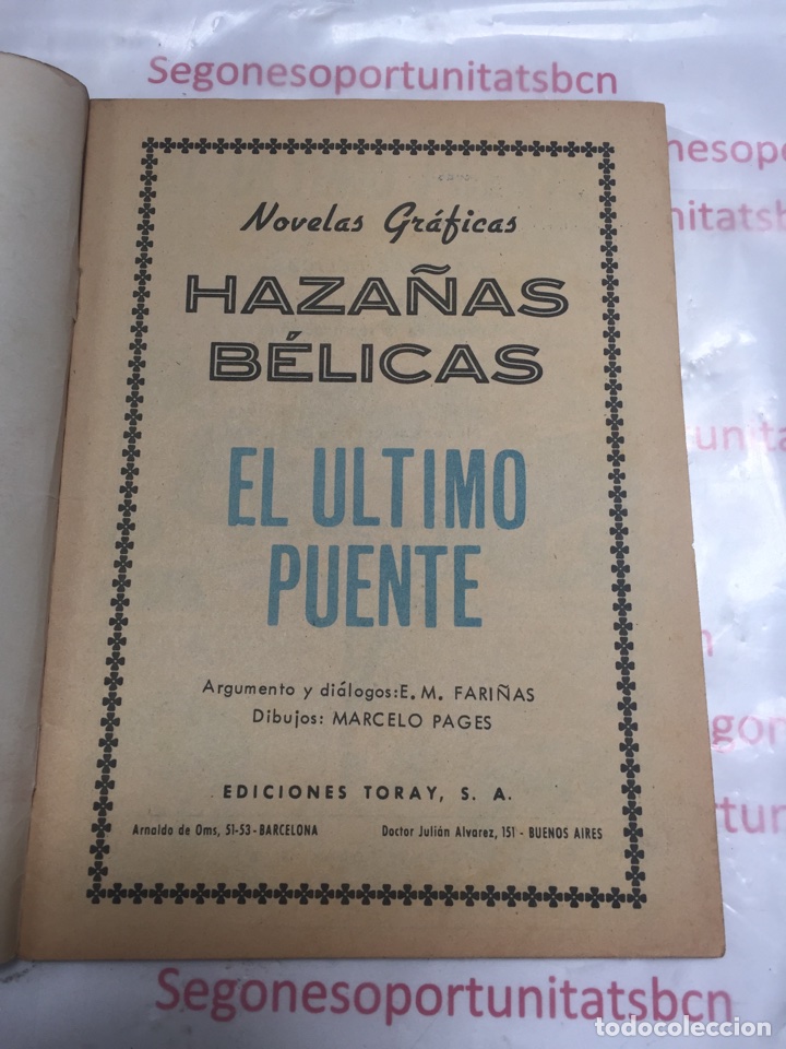 3 HAZAÑAS BÉLICAS EL ULTIMO PUENTE NUMERO 186 EDICIONES TORAY