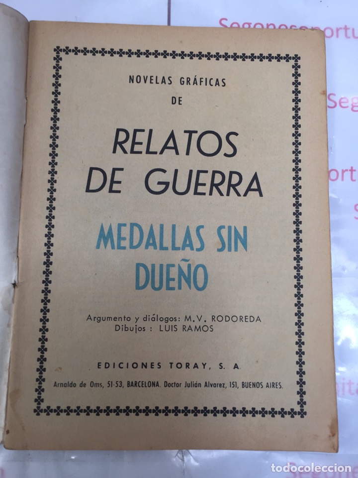 3 RELATOS DE GUERRA MEDALLAS SIN DUEÑO NUMERO 77 EDICIONES TORAY