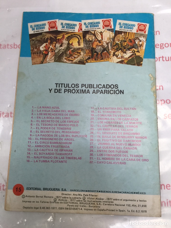 2 EL CORSARIO DE HIERRO-NAUFRAGIO EN LAS TINIEBLAS-SERIE ROJA,NUM15 DE 1977 ,BRUGUERA